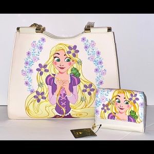 Loungefly Disney Tangled Floral Embroidered Handbag & Small Flap Wallet